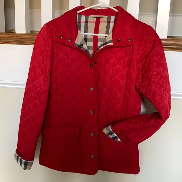 Jacket Size Red Burberry Quilted Jacket Womens BURBERRY LONDON